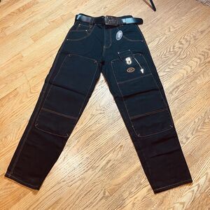 Vintage Corniche Streetwear Belted Jeans Men’s Size 34x33 Lock And Key RARE!